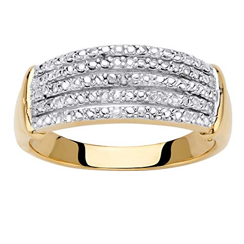 Palm Beach Jewelry 14K Yellow Gold-Plated Genuine Diamond Accent Multi Row Anniversary Ring Size 6