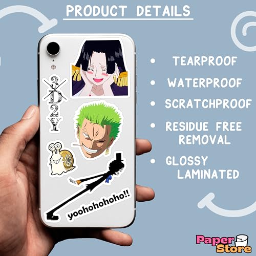 Image of Vinyl Pack of 85+ One Piece Stickers for Laptop, Phone Case, Guitar, Bike, Pc, Scrapbook etc. Waterproof Glossy Laminated Residue Free Anime Stickers, self-adhesive, 6 cm