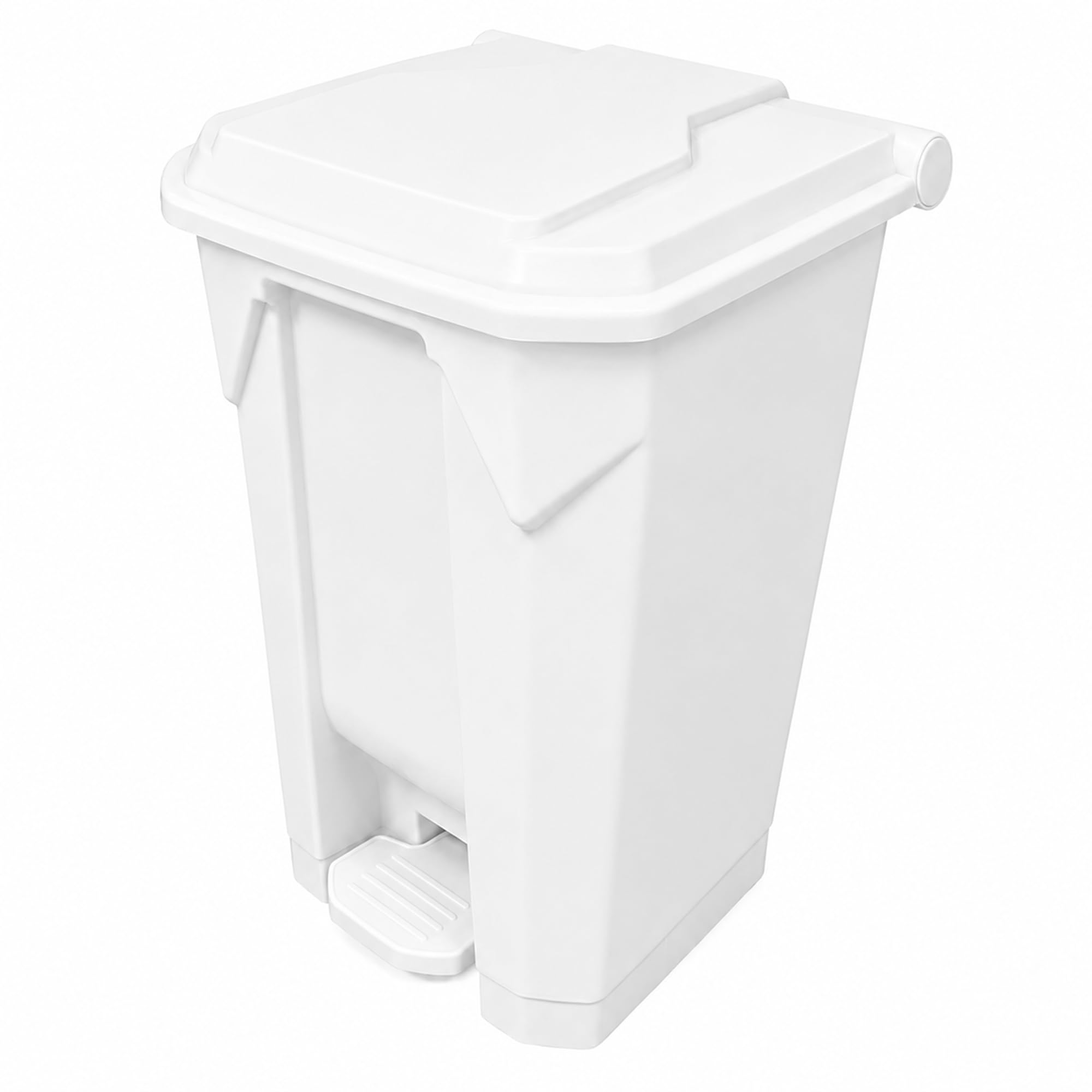 Chabrias Ltd 80 Litre White Pedal Bin with Lid, Large Step On Rubbish & Recycling Waste Bin, Polypropylene Hands Free 80 Litre Container for Kitchen, Healthcare, Office, School & Commercial Use