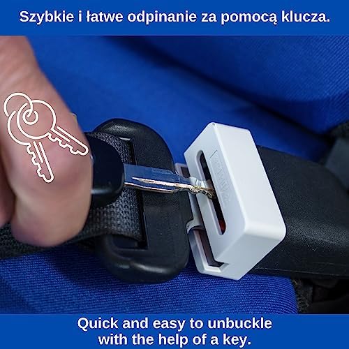 Ochraniacz klamry pasa bezpieczeństwa w samochodzie, 2 szt., zapobiega wypinaniu się podczas jazdy, pasuje dokładnie bez chwiania się do klamer pasów bezpieczeństwa o wymiarach 5 x 3 cm