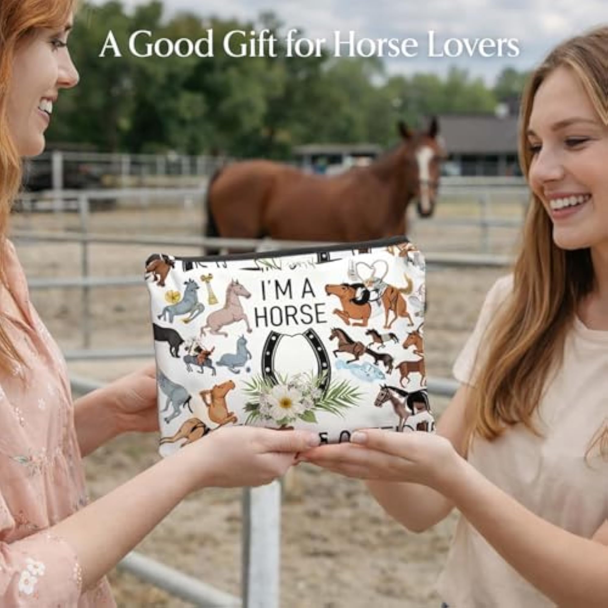 Horse Themed Makeup Bag Canvas Cosmetic Pouch