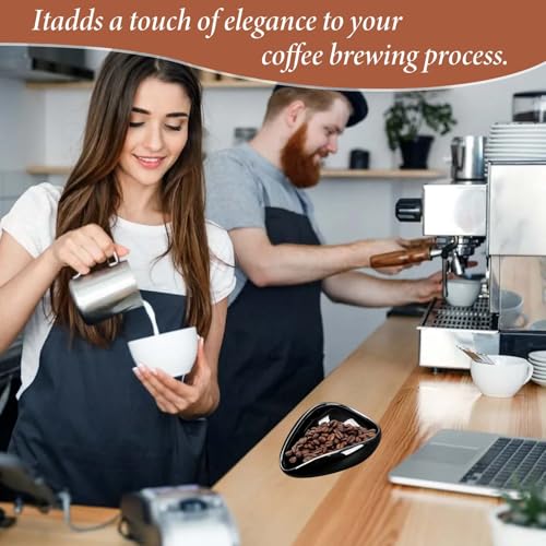 Kaffeebohnen Dosierbecher, Teeschaufel Keramik, Coffee Bean Dosing Cup, Kaffeebohnen Dosiertablett Schwarz, Dosierlöffel Keramik, für Teehaus, Esszimmer und Kaffeeliebhaber