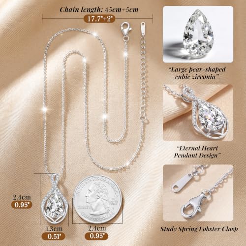 CDE Infinity Teardrop Birthstone Necklace Adjustable Jewelry Gift for Women — view 5
