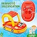 Skyfh Baby Float with Canopy, Inflatable Baby Swimming Pool Floats, Toddles Floaties Pool Toys with Removable Sun Shade, Car Shaped Swim Floaties, Outdoor Toys for Infant, for Toddlers. (Red)