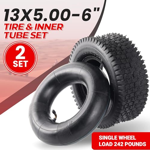 Image of (2-Set) AR-PRO Replacement 13x5.00-6 Tire and Inner Tube Sets for Razor Dirt Quad Versions 1-18 - Compatible with Yerf Dog, Motovox, and More - Also Compatible with Yard Tractors and Hand Trucks