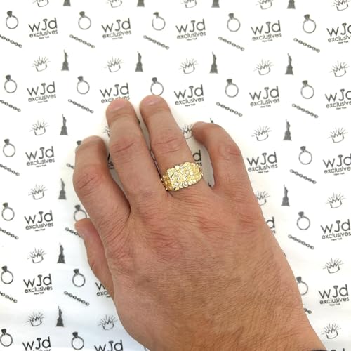 10K Real Gold CZ Nugget Signet Ring3