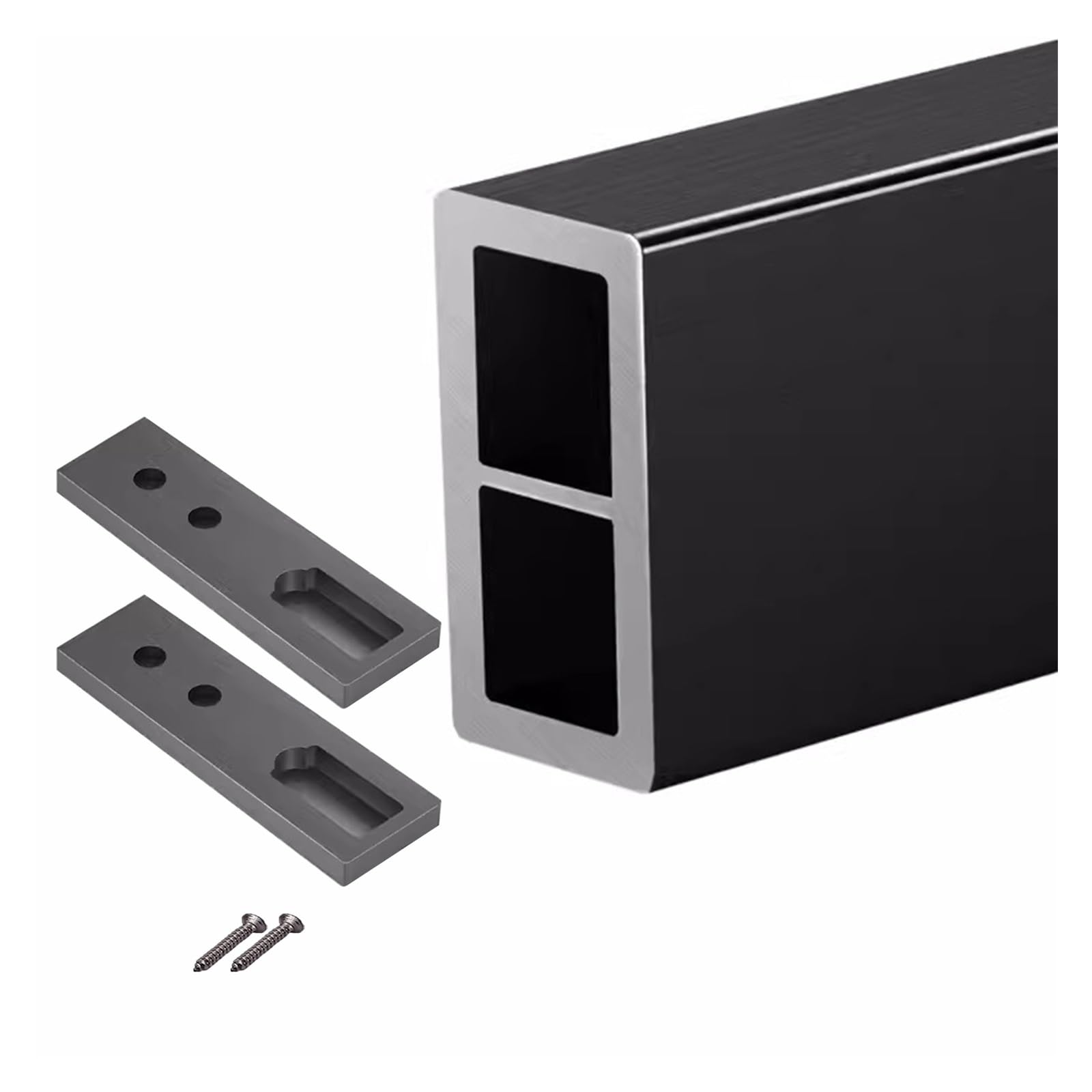 Rectangular Aluminum Closet Rod Holders for Wall - 22 25 27 30 31 33 34 35 37 41 45 49 53 57 inch Long, Bathroom/Laundry/Cloakroom Clothes Hanging Bar, Wall Mounted ( Color : Black , Size : Closet Wid