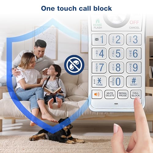 Image of VTech IS8151-2 Super Long Range 2 Handset DECT 6.0 Cordless Phone for Home with Answering Machine, 2300 ft Range, Call Blocking, Bluetooth, Headset Jack, Power Backup, Intercom, Expandable to 12 HS