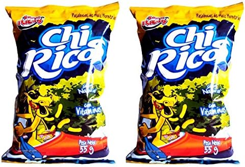 CHI RICOS Pasabocas de Maiz Horneadas 55gr. | Baked Corn Puffs 1.94 oz. - Pack of 2.