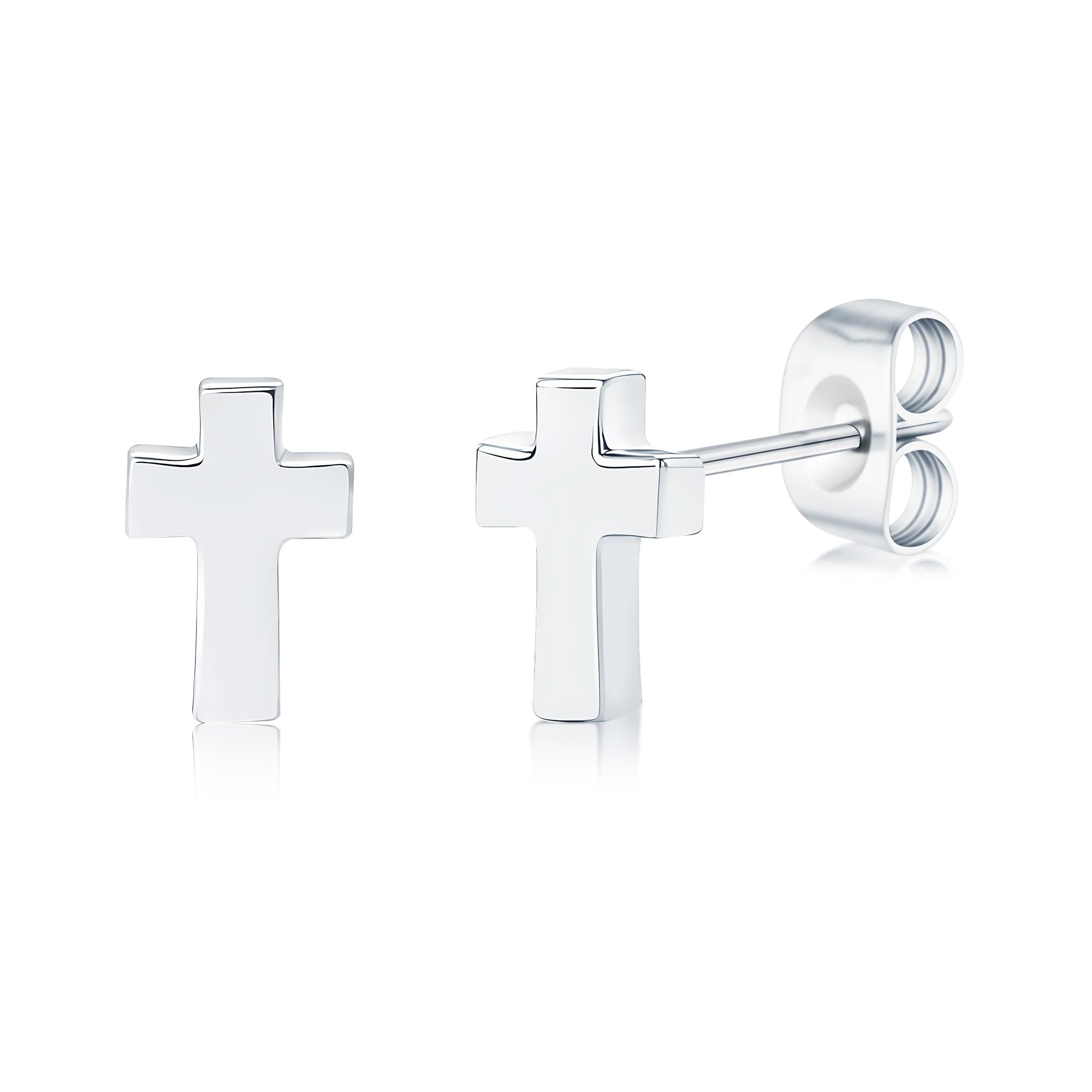 FACOKO Orecchini a lobo da donna in titanio con fondo piatto ipoallergenici, adatti a uomo e donna 5 mm rotondi cavi/croce/fulmine