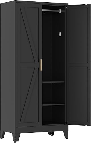 Miniatura 13 de Armario de metal blanco, 17.8 pulgadas de profundidad x 31.5 pulgadas de ancho x 71 pulgadas de alto