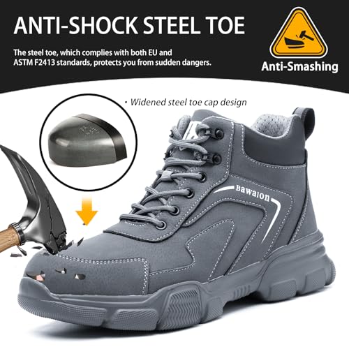 Image of Nasogetch Waterproof Work Boots for Men Women Steel Toe Boots Lightweight Indestructible Slip Resistant Construction Safety Boots