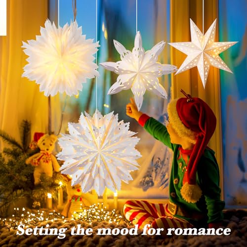 Image of Watersay 6 Pack Snowflake Christmas Paper Lantern with Lights