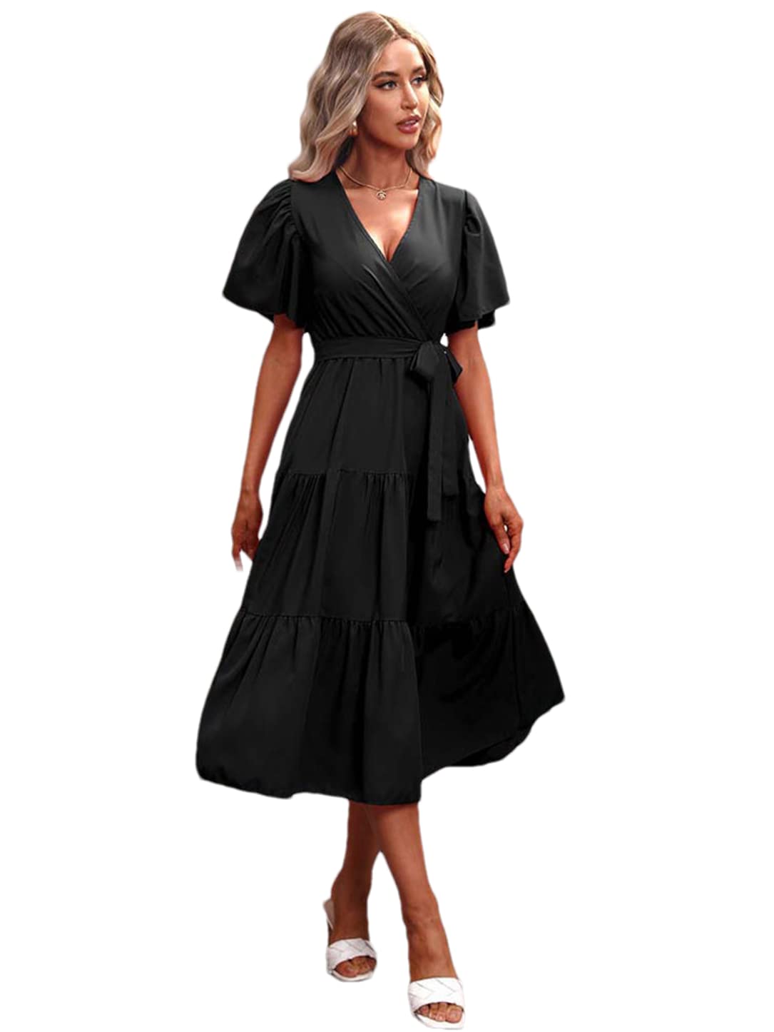 Robe longue d'été légère noire pour éviter la transpiration - 7