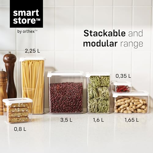 SmartStore Clear Airtight Dry Food Containers with Lids 3.5L Set of 4 - Plastic Storage Box with Lid, BPA Free, Dishwasher Safe - Stacking Kitchen Storage Containers - 12.5 x 18 x 20cm - Image 6