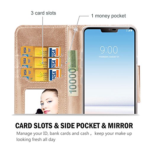 Procase Lg G7 Wallet Flip Case, Folio Folding Case With Credit Card Holders Wristlet Kickstand Phone Cover Case For Lg G7 Thinq 2018 -Grey #TOP2