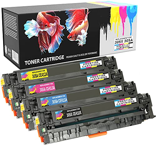 Prestige Cartridge CE410X CE411A CE412A CE413A Pack de 4 Cartuchos de tóner láser compatibles para HP Colour LaserJet Pro 300 M351A, MFP M375NW, Pro 400 M451DN, M451DW, M451NW, MFP M475DN, MFP M475DW