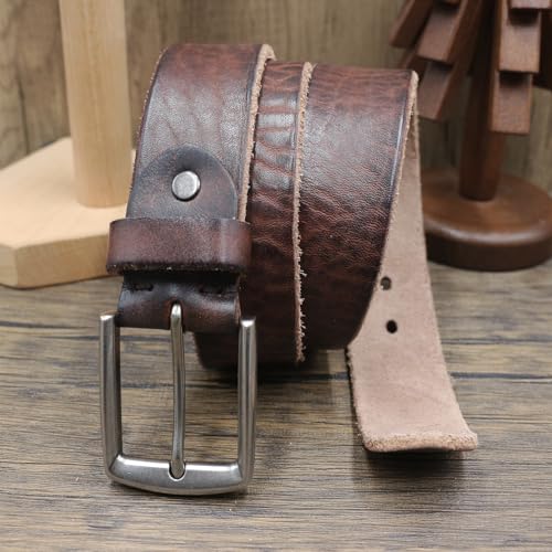 Vintage Distressed Unisex Western Belt - Full Grain Leather Strap With Alloy Buckle For Pants & Jeans4