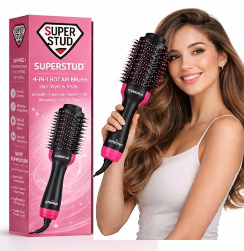Image of Hot Air Brush For Hair || Hair Dryer for Woman, Hair Straightener, Volumizer, Blow Dryer, Styling Professional 4 In 1 Blow Drying Hair Styler for All Hairstyle