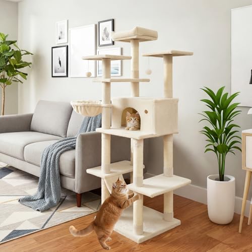 Árbol para Gatos Tangkula Alto 63 Pulgadas Beige miniatura 2