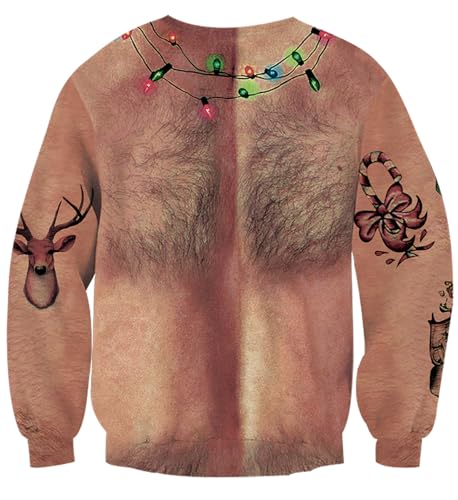 Image of uideazone Unsiex Funny Ugly Christmas Sweater 3D Printed Crew Neck Pullover Sweatshirts for Xmas Party