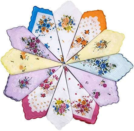 Cotton Ladies' Vintage Floral Handkerchiefs for Wedding Party 12 pack, Small image 5