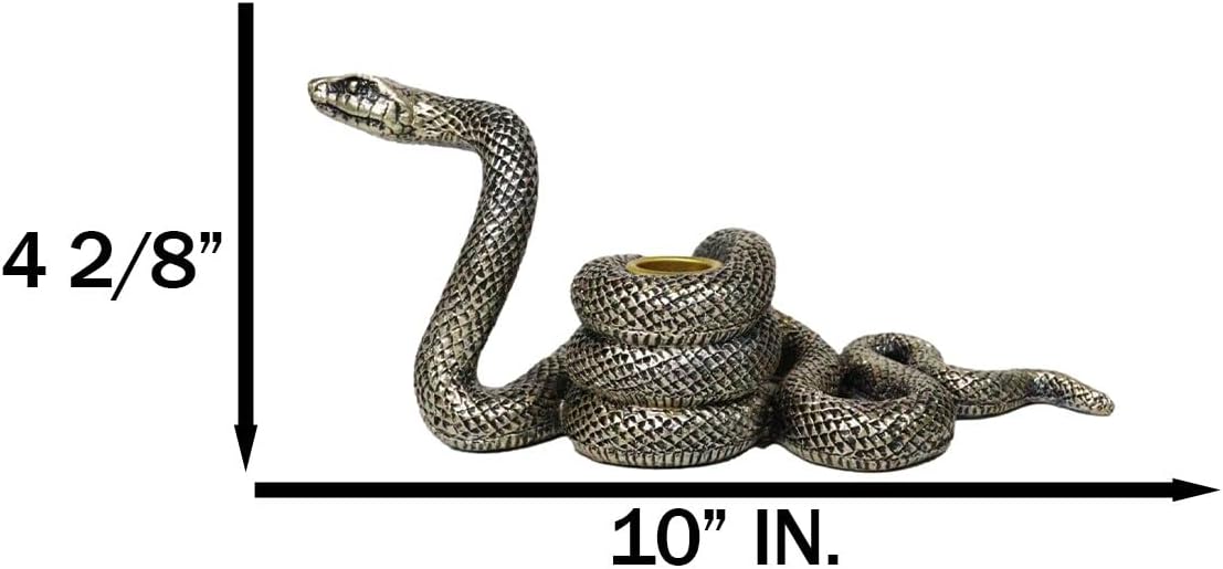 Ebros Gift Witchcraft Sorcery Dark Magic Coiled Serpent Snake Taper Candleholder Figurine Reptile Snakes Occult Candle Holder