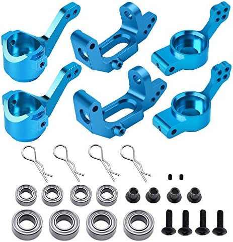 XPURC 1/10 Rc car Aluminum Steering Knuckle Hub Upgrade Parts 102010 102011 102012 Apply to Redcat Volcano HSP (Blue)