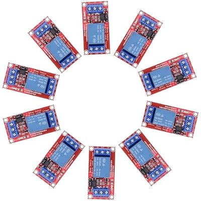 DC 5V Relay Module 1-Channel Relay Switch with Optocoupler Isolation High/Low Level Trigger, Pack of 10