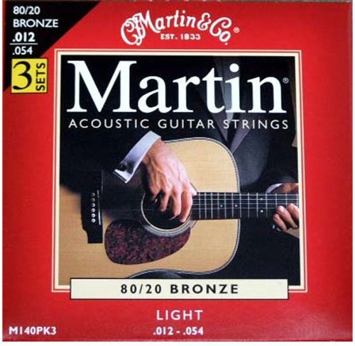 Martin M140 80/20 Acoustic Guitar Strings, Light 3 Pack #1