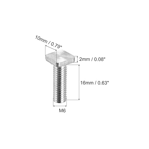 Miniatura 2 de uxcell Perno de cabeza cuadrada, 20 tornillos de máquina cuadrados M6 x 0.787 in con rosca completa de acero al carbono de grado 4.8