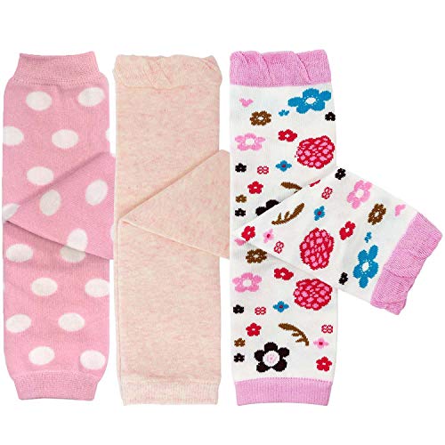 Bowbear 3 Pair Delightful Designs Baby Leg Warmers, Fun in Pink