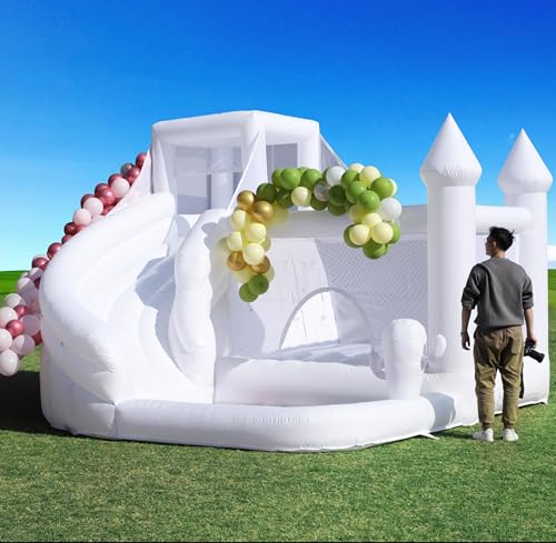 WantZoo 16FT White Bounce House with Slide