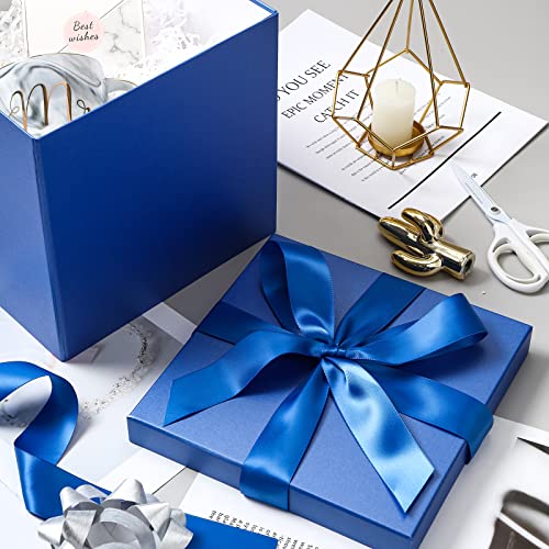 Ruspepa Medium Birthday Gift Box With Lids, Ribbon And Tissue Paper, Collapsible Gift Box - 1 Pcs, 9X9X9 Inches, Royal Blue #TOP5