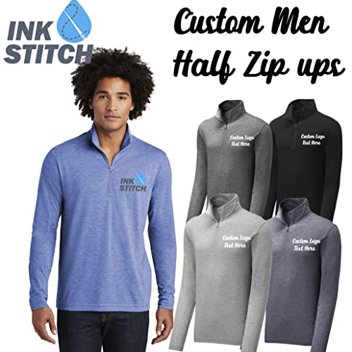 INK STITCH Men ST407 Custom Design Your Own Text logo Stitching Posicharge Tri Blend 1/4 Zip Pullover3