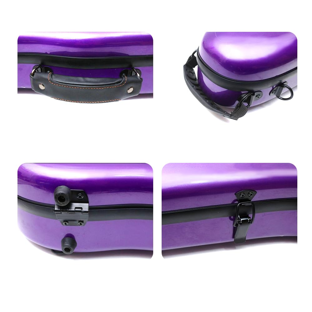 Custodia per violino in fibra di carbonio, 4/4, cinturino posteriore colorato, protezione leggera (viola)