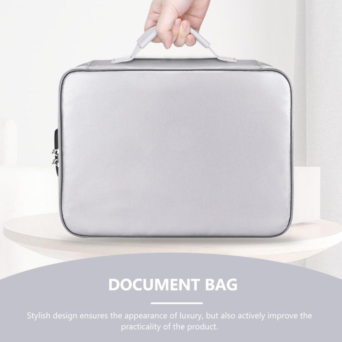 Toddmomy Borsa Grande Capacità Porta Documenti Ignifuga e Fibra di Vetro e Zip Scorrevole per Ufficio e Viaggi