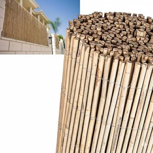 Suinga Valla de Cañizo Bambu 1,8x5 Metros | Cañizo Entero Jardin Natural | Cerramiento de Bambu 95% Ocultación | Valla de Bambu