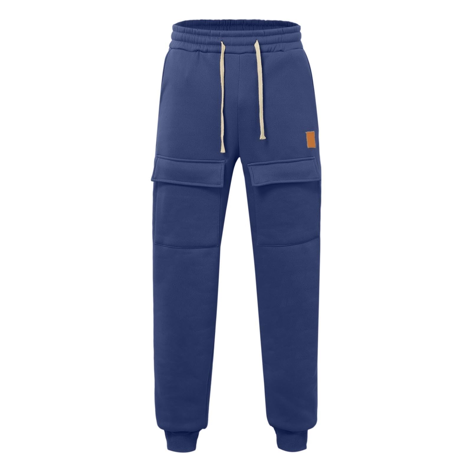 Baggy Cargo Sweatpants for Men Drawstring Waist Fleece Lined Joggers with Pockets Athletic Workout Pants Trousers Golf Pants Men