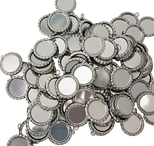 100 Pieces Flattened Bottle caps Double sided, Wholesale Bottle Caps Caps With Split Ring, Silver Bottle Caps Crafts Pendants, Necklaces, Jewelry