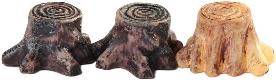 3Pcs Artificial Tree Stump Mini Garden Figurines Stumps Ornaments Mini Root Stump Fairy Garden Miniatures Gnomes Moss Terrariums Resin Crafts Figurines for Home Decoration Accessories Outdoor Statues