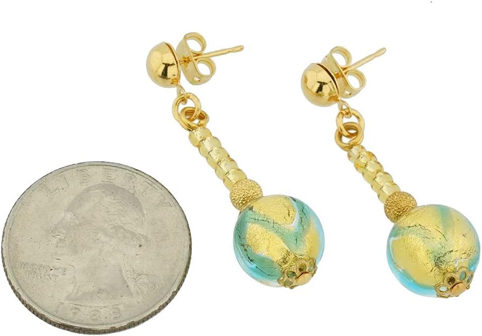 Glass Of Venice Murano Glass Canaletto Earrings - Gold Aquamarine