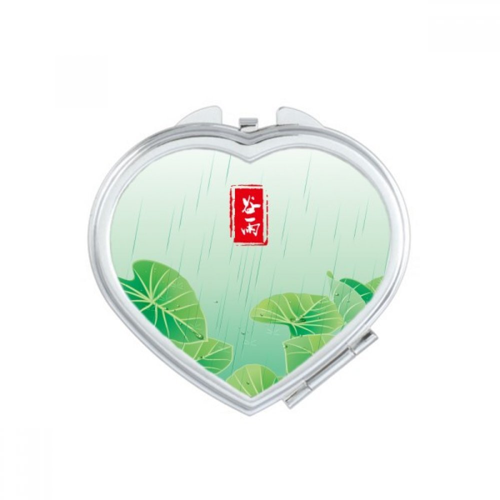 Miroir de maquillage compact portable rond motif Pluie et Coeur fait main