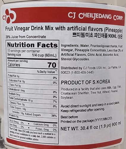 Petitzel Pineapple Fruit Concentrate Vinegar Drink (900 mL x 2 packs) Fruit Energy Everyday