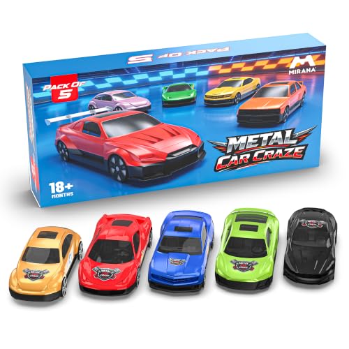 Image of Mirana Metal Car Craze for Kids | Set of 5 Diecast Metal Alloy Vehicles | 1:64 Scale Mini Racing Collection | Gift for Boys & Girls 18+ Months (Pack of 5)