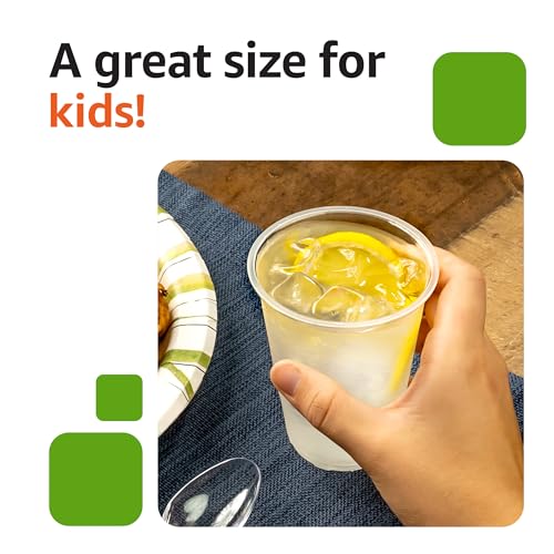 Image of Amazon Basics Small Disposable Clear Plastic Cups, 9oz, 100 Count (Pack of 6)