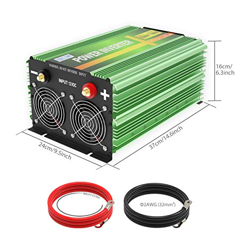EDECOA Pure Sine Wave Power Inverter 3500 Watt DC 12V to AC 110V 120V Power Converter with LCD Display and Dual USB Remote Controller