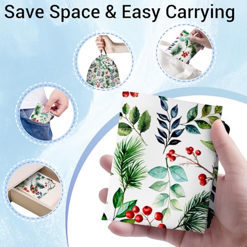 Image of Holly Leaves Gymnastics Grip Bag Green Lightweight Drawstring Storage Pouch Bag Party Favor