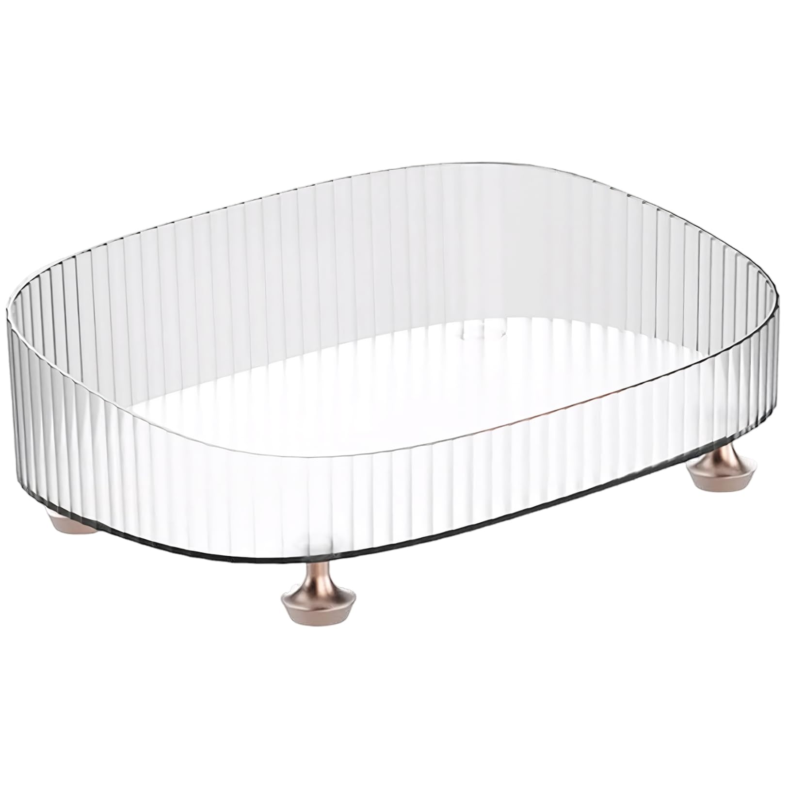 Perfume Tray 11 x 7 x 3" Transparent Bathroom Tray Countertop Jewelry Decorative Makeup for Dresser Makeup Organizer for Candle, Cosmetics and Jewelry Decorative