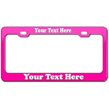 Personalized Metal Stainless Steel License Plate Frame Auto Tag Pink-Laser Engraved